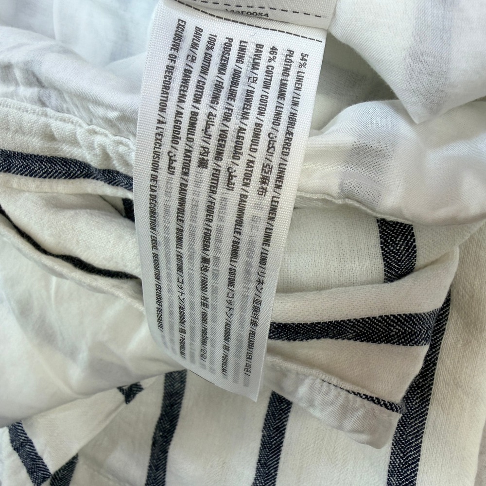 Abercrombie & Fitch Linen Blend Striped Wrap Mini Skirt white Navy Blue Large - Picture 5 of 8